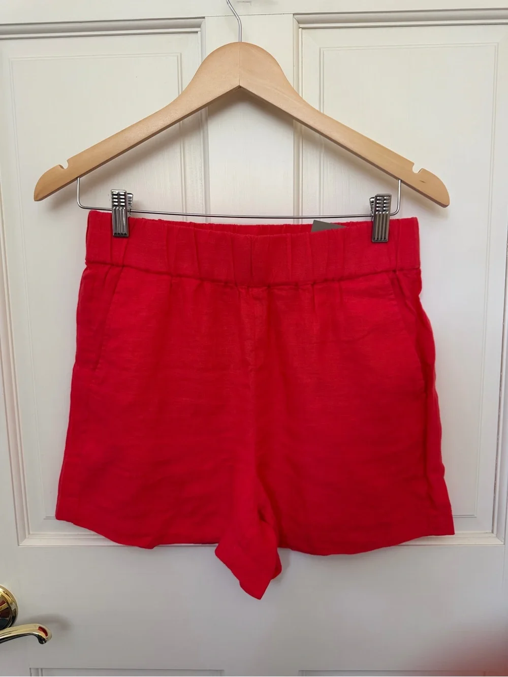 J. Crew Women’s Coral Elastic-Waist Tropez Linen Shorts